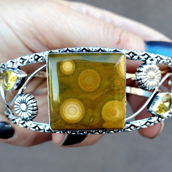 New Ocean Jasper & Citrine 925 Silver Bracelet. - Picture 2 of 16